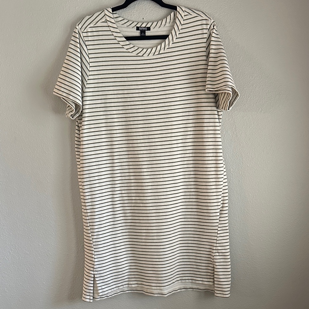 Buffalo David Bitton Green and White Striped Dress Tee